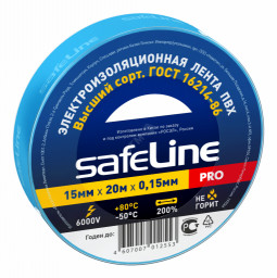 Изолента 15 мм/20 м синяя SafeLine