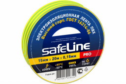 Изолента 15мм/20 м желто-зеленая Safeline