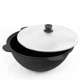 Казан чугунный 16 л. круглое дно, с крышкой