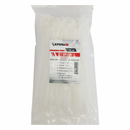 Хомут нейлоновый многоразовый 7,2*200 мм белый КРЕПЫЖ