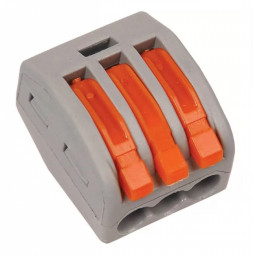 Клемма MAX СМК 222-413 с рычагом 3 отверстия 4 мм² серая 4 шт в упаковке