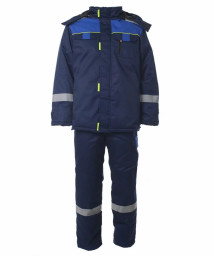 Костюм зимний БОСТОН/БРУКЛИН куртка длинная, п/к темно-синий/васильковый/черн.отд.