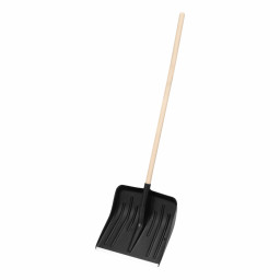 Лопата для уборки снега пластиковая, 420 х 425 х 1550 мм, деревянный черенок, Сибртех