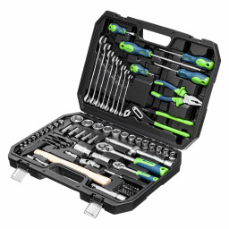 Набор инструментов, 1/2", 1/4", пластиковый кейс 76 предметов Сибртех