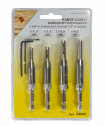 Набор сверл по дереву ЭНКОР Ø2.0, 2.8, 3.5, 4.5 блистер
