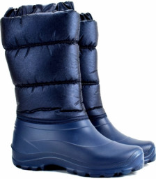 Сапоги зимние женские из ЭВА с комбинированным верхом синий Дарина Д426