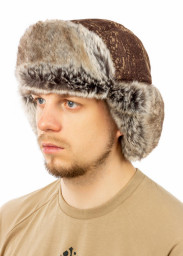 Шапка-ушанка Буран алова/бурая кора