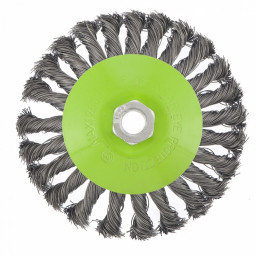 Щетка для УШМ, 125 мм, М14, Тарелка, крученая проволока 0,5 мм Сибртех