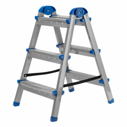 Стремянка двухсторонняя 3 ступени, сталь профиль, стальные ступени, Сибртех