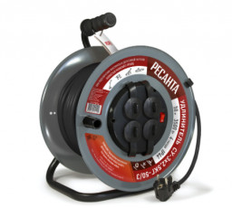 Удлинитель силовой на металлической катушке СУ-3х2,5КГ-50/3 с выключателем 4 розетки IP44 РЕСАНТА
